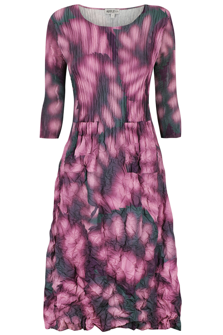 Alquema ADC544 34 Sleeve Purple Leaf Smash Dress - Experience Boutique