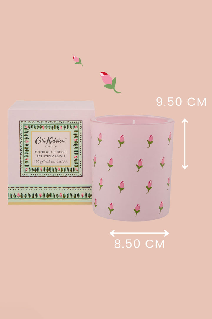 Cath Kidston Home Fragrance Pink Coming Up Roses Glass Candle - Experience Boutique