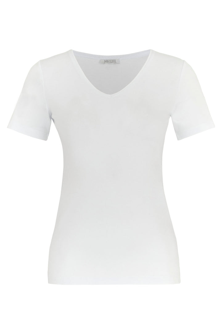 Dolcezza 24501 White V-Neck T-Shirt - Experience Boutique