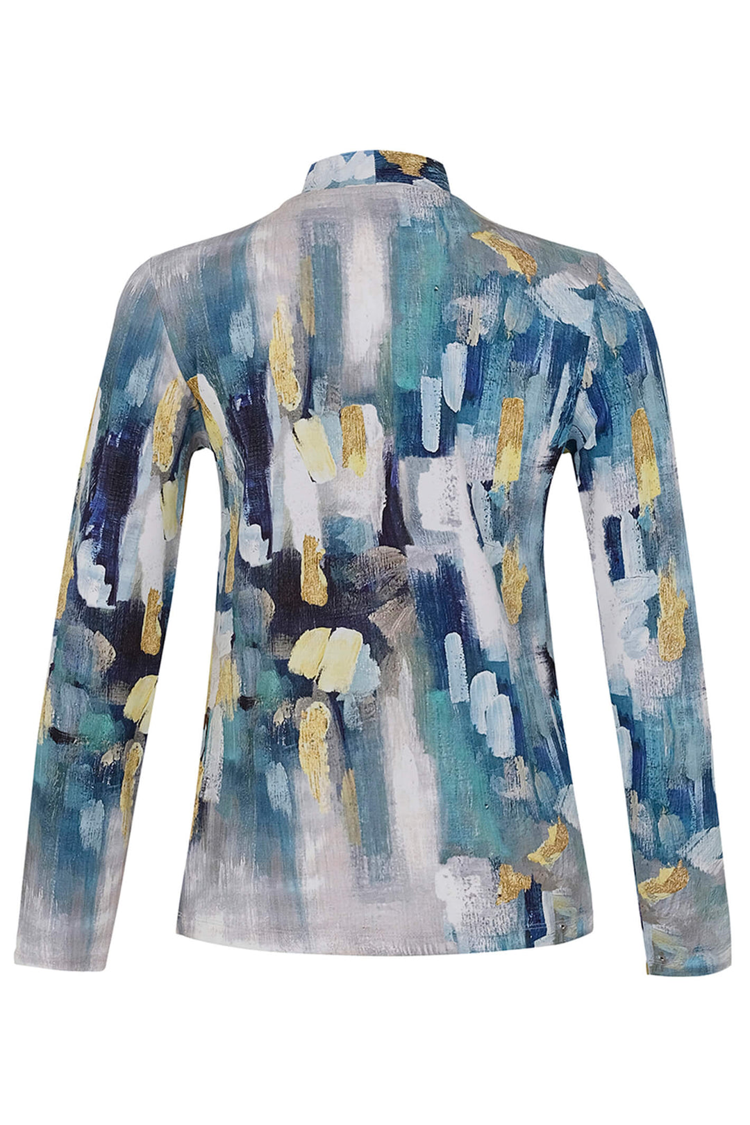 Dolcezza 73622 Blue Blue Angel Movano Rivas Print Long Sleeve Top - Experience Boutique