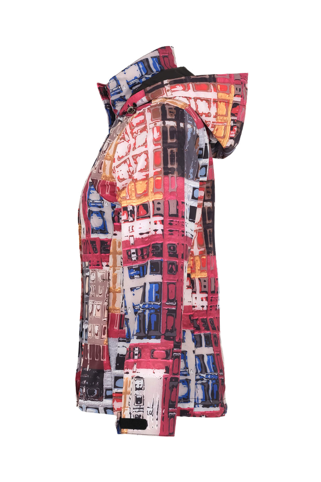 Dolcezza 73852 Red Marcus Akerman Print Hooded Coat - Experience Boutique