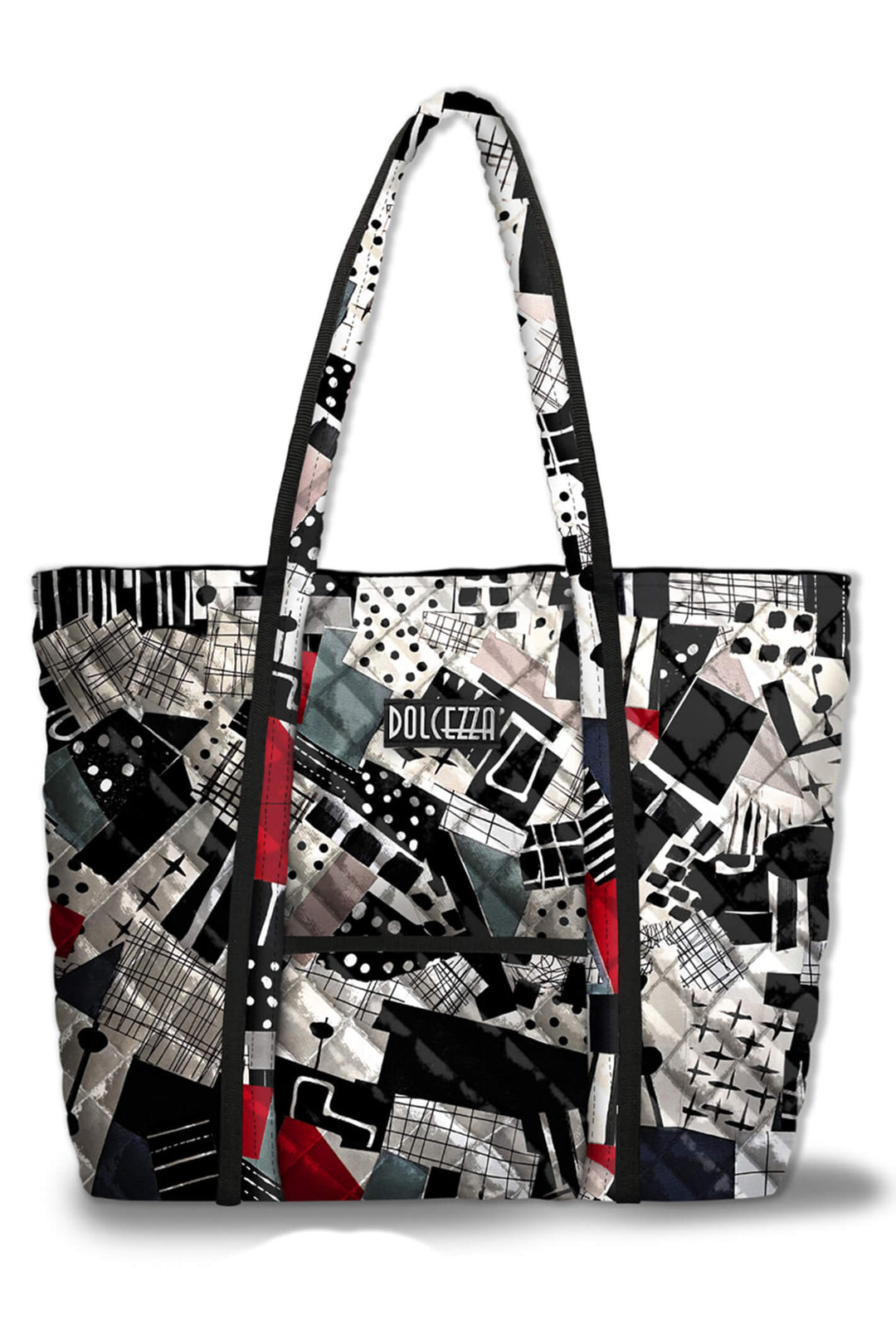 Dolcezza 73950 Black Natalie Green Print Quilt Tote Bag