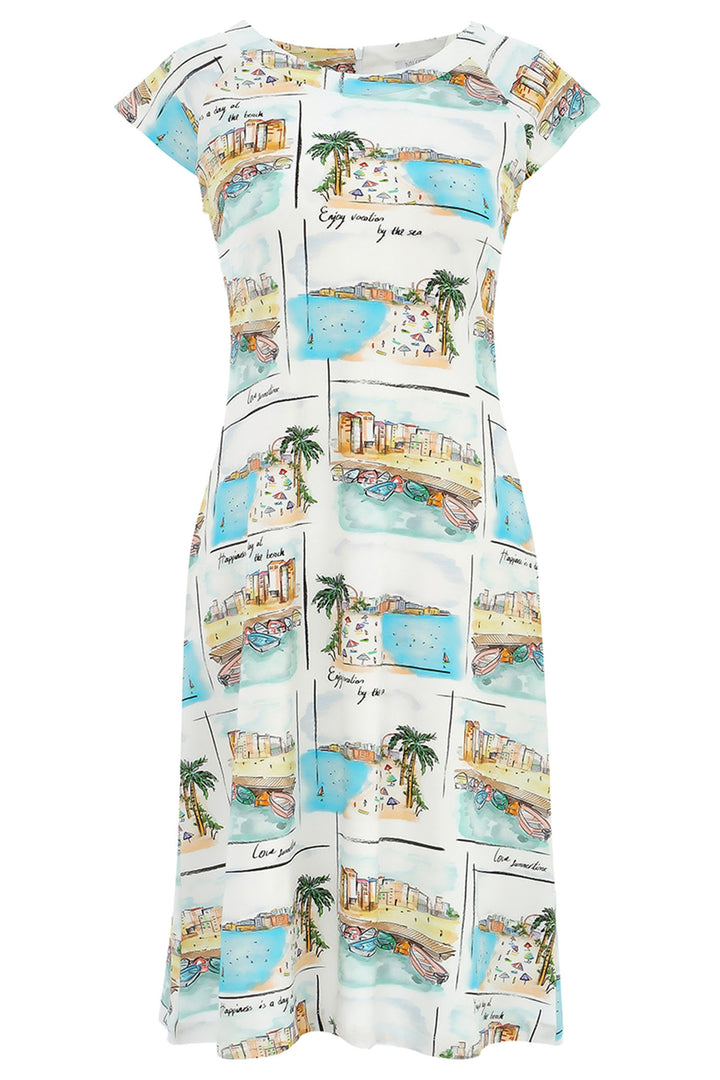 Dolcezza Dress Vacations By The Sea Print 25118 - Experience Boutique