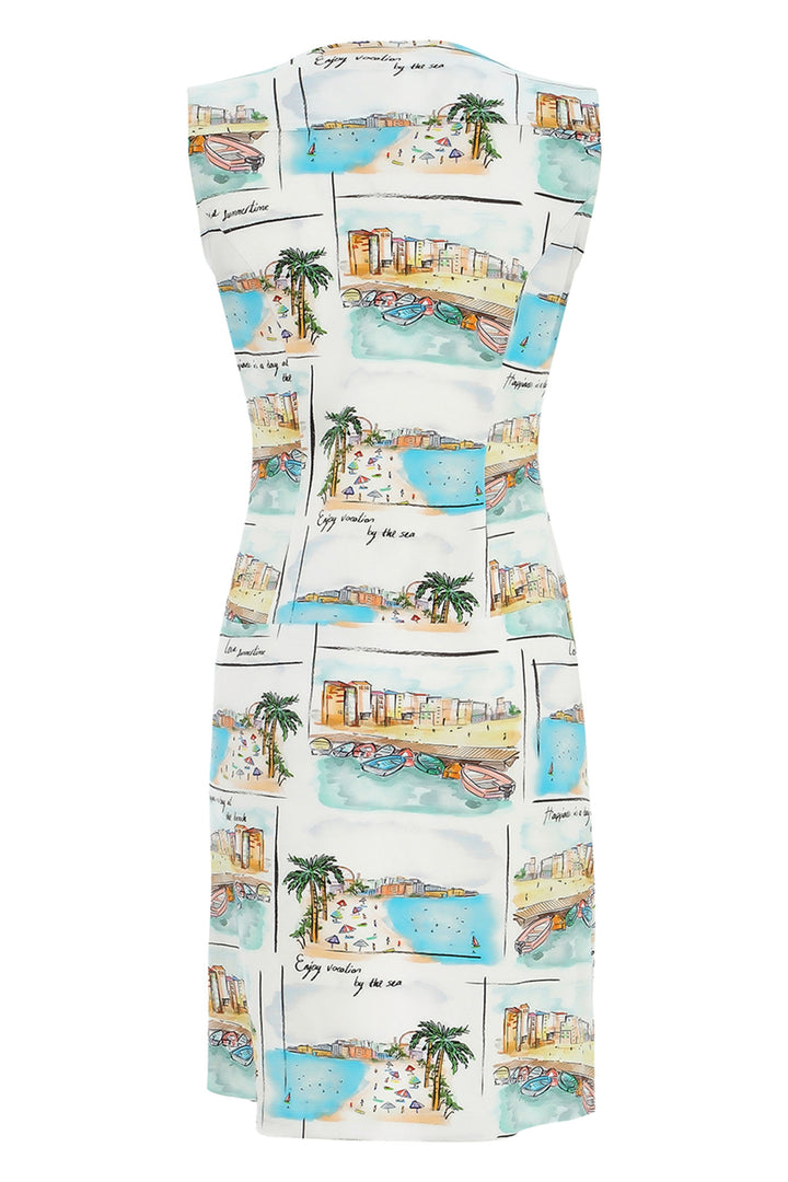 Dolcezza Dress Zip Front Enjoy Vacations By The Sea Print 25117 - Experience Boutique