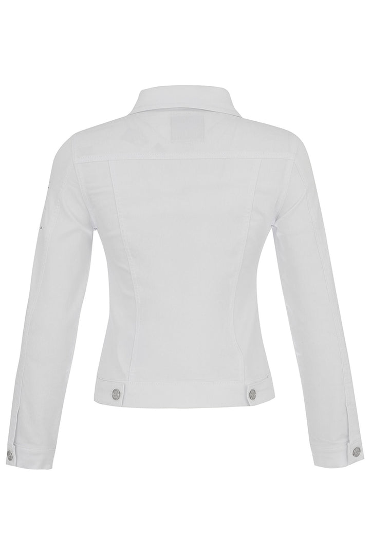 Dolcezza Jacket White Denim Style Stud Detailing 25190 - Experience Boutique