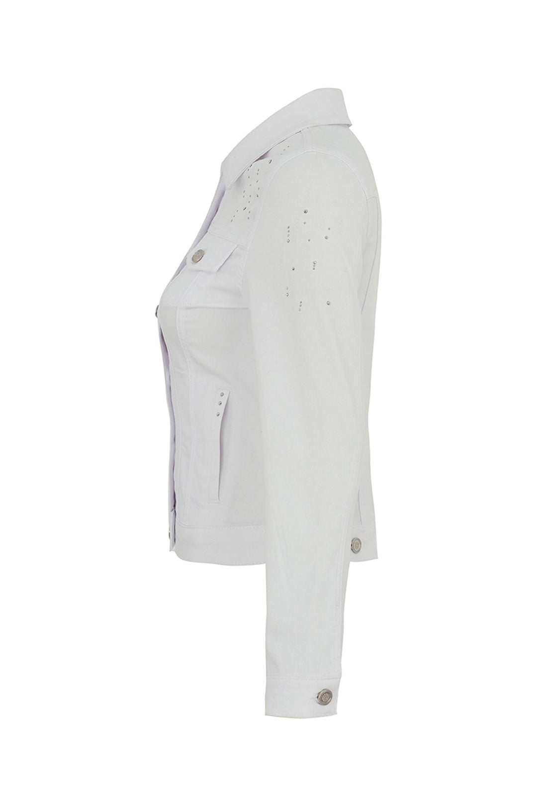 Dolcezza Jacket White Denim Style Stud Detailing 25190 - Experience Boutique