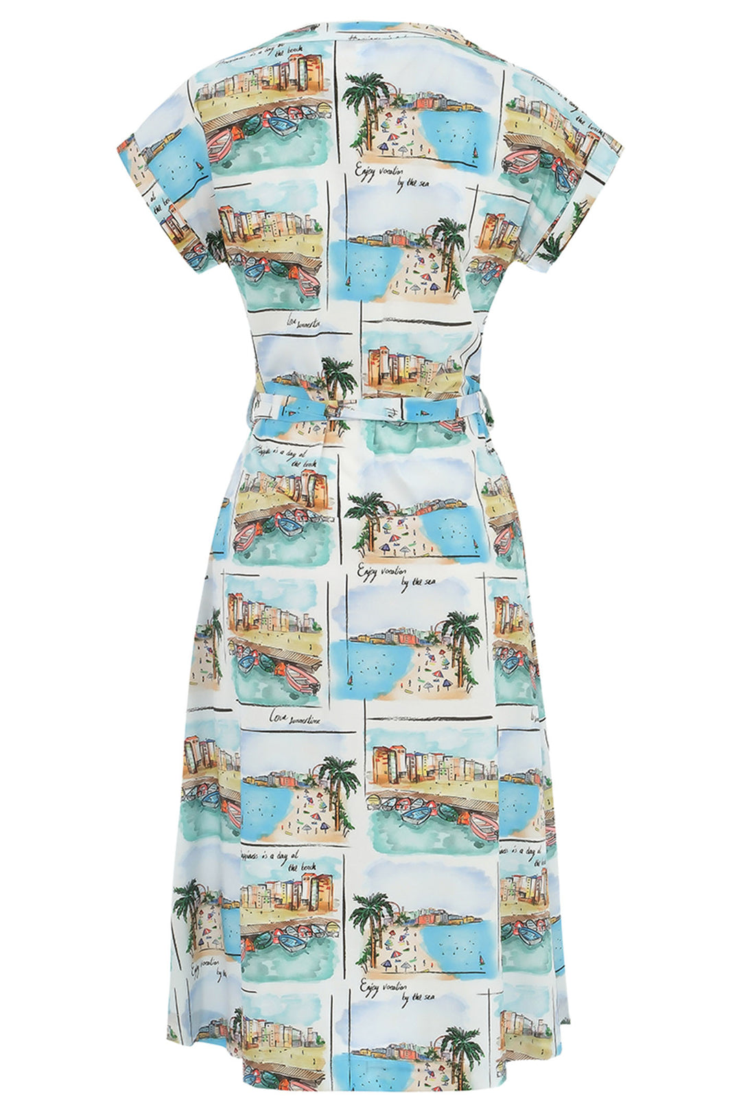 Dolcezza Shirt Dress Enjoy Vacations By The Sea Print 25116 - Experience Boutique