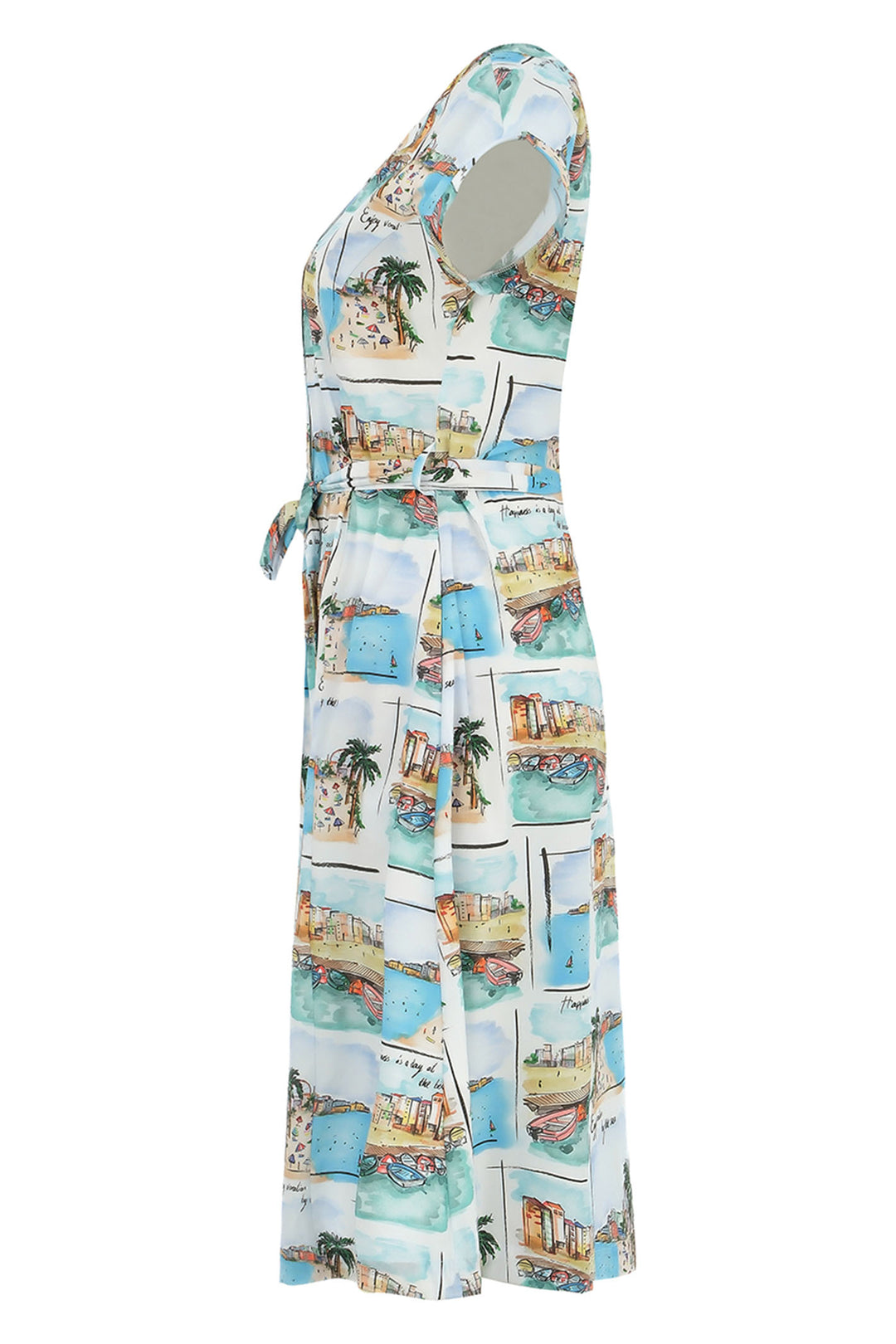 Dolcezza Shirt Dress Enjoy Vacations By The Sea Print 25116 - Experience Boutique