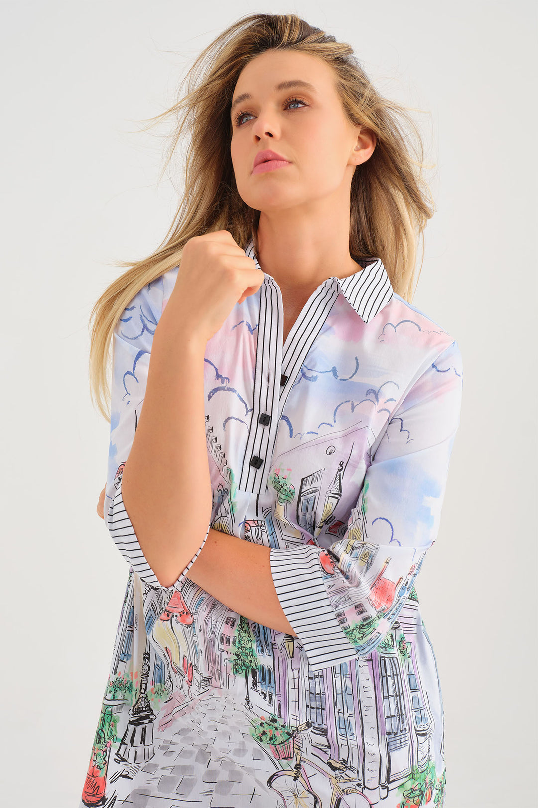 Dolcezza Shirt Dress Sunday Afternoon Print 25725 - Experience Boutique