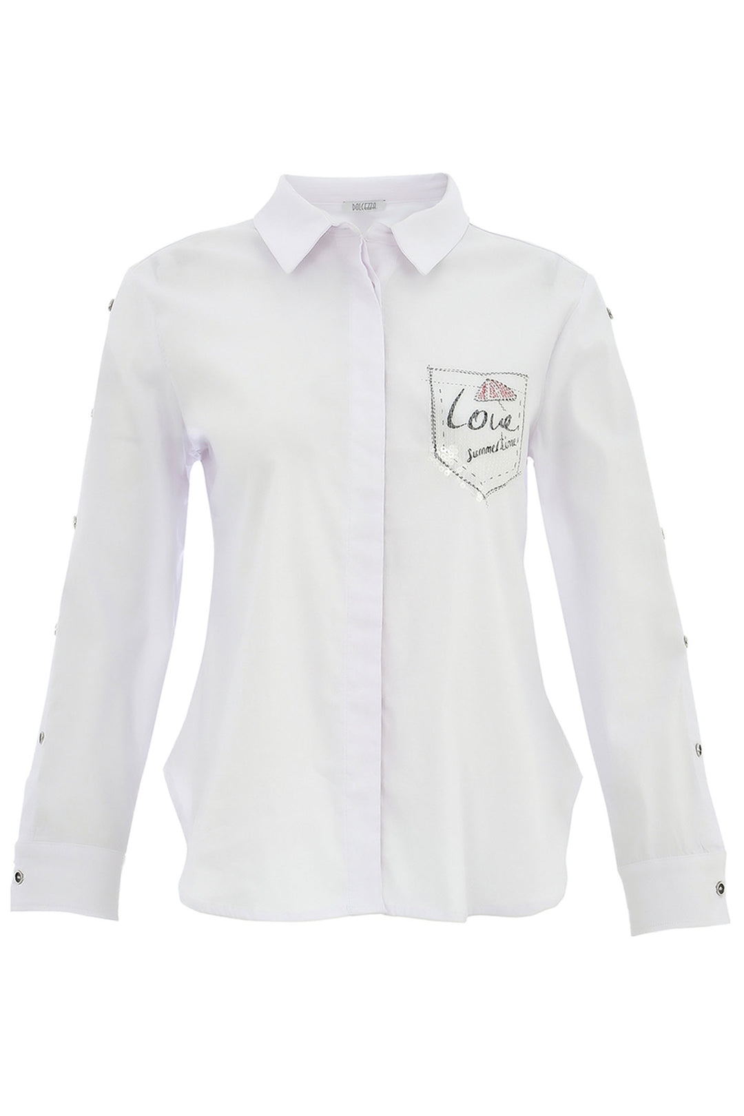 Dolcezza Shirt Enjoy Vacations By The Sea Print White 25114 - Experience Boutique