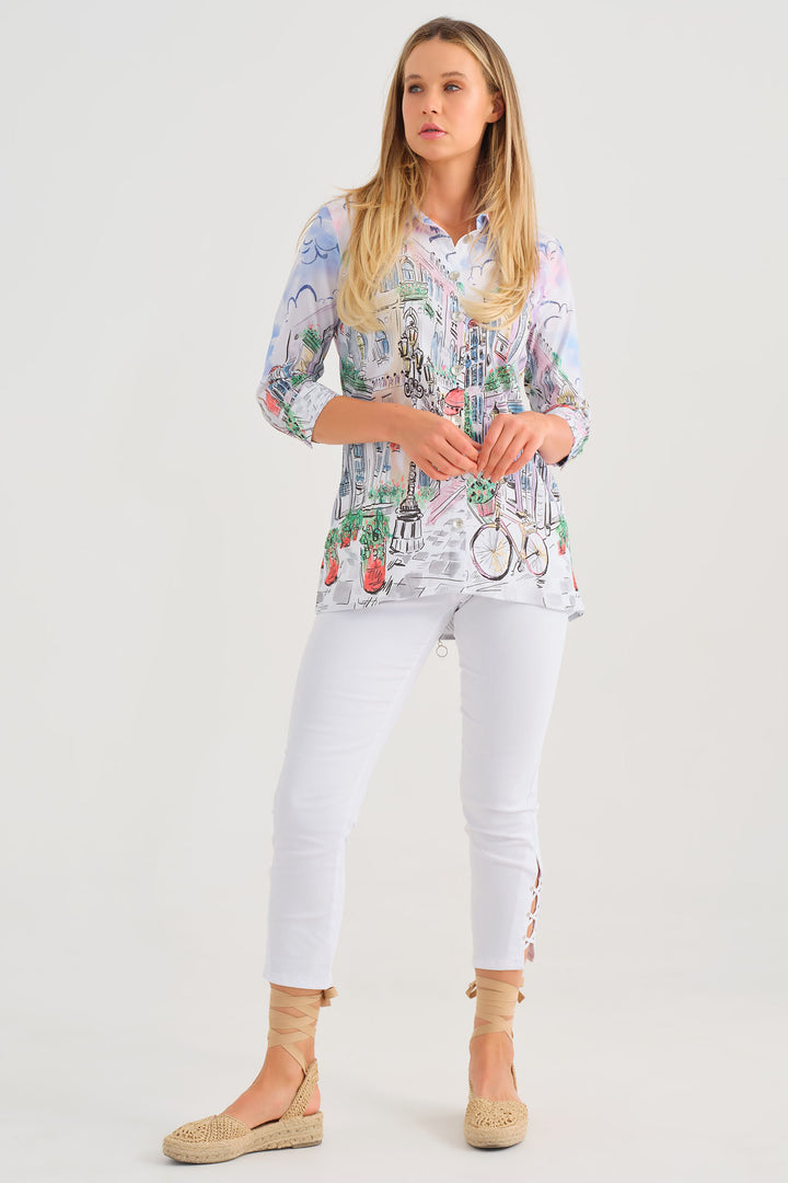 Dolcezza Shirt Sunday Afternoon Print 25724 - Experience Boutique