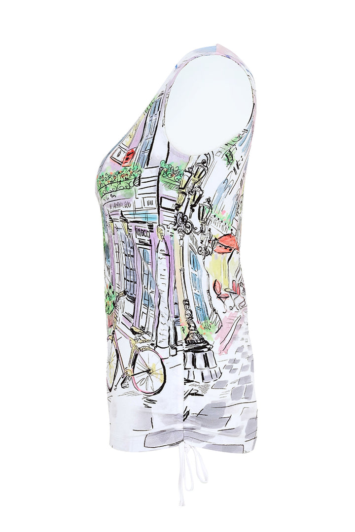 Dolcezza Top Drawstring Hem Sunday Afternoon Print 25720 - Experience Boutique