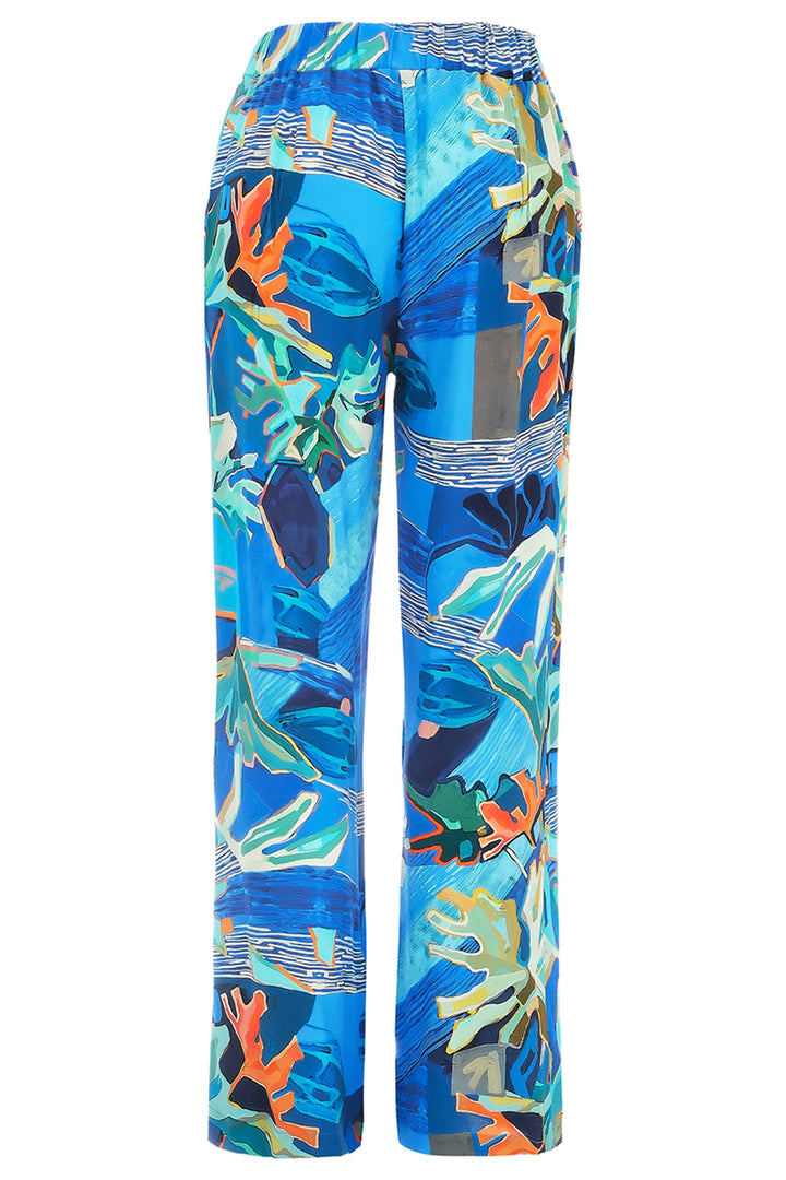 Dolcezza Trousers Straight Leg Blue Palmetto Print 25684