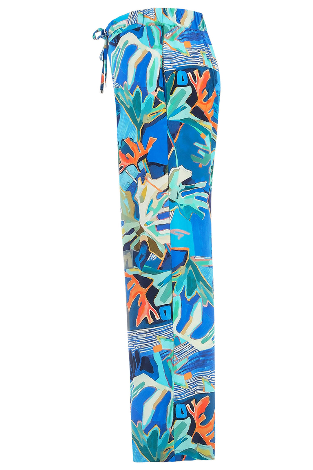 Dolcezza Trousers Straight Leg Blue Palmetto Print 25684