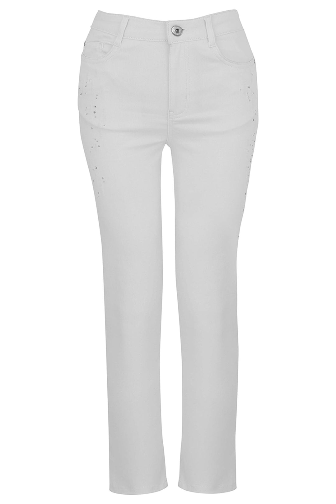 Dolcezza Trousers Stud Detailing White 25194 - Experience Boutique