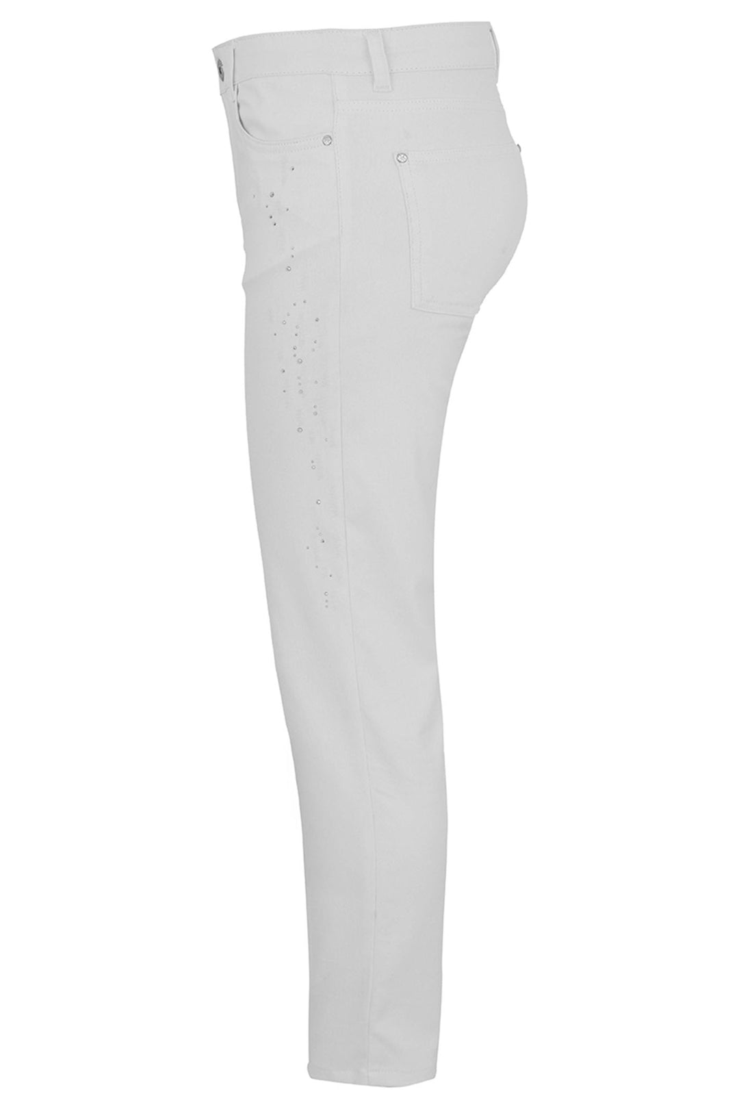 Dolcezza Trousers Stud Detailing White 25194 - Experience Boutique