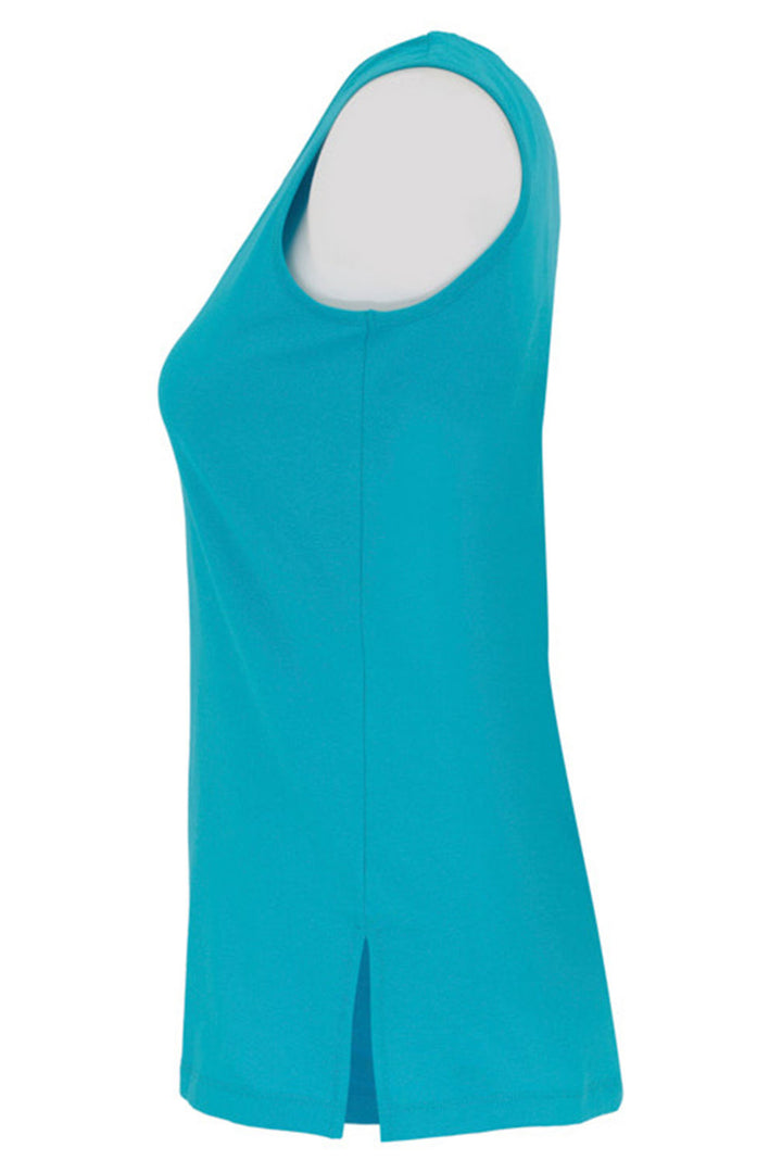 Dolcezza Vest Top Round Neck Aqua Blue 25505 - Experience Boutique