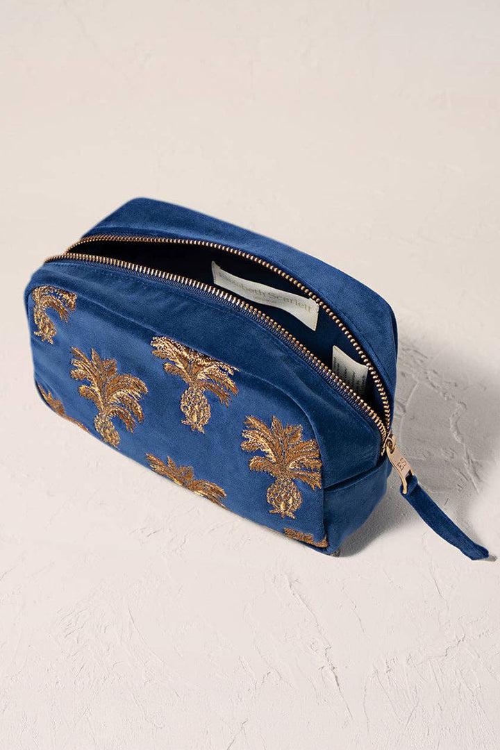 Elizabeth Scarlett Cobalt Pineapple Velvet Makeup Bag - Experience Boutique