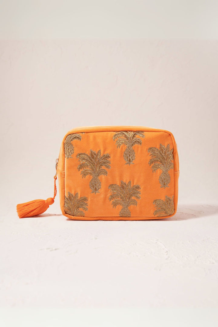 Elizabeth Scarlett Orange Pineapple Velvet Wash Bag