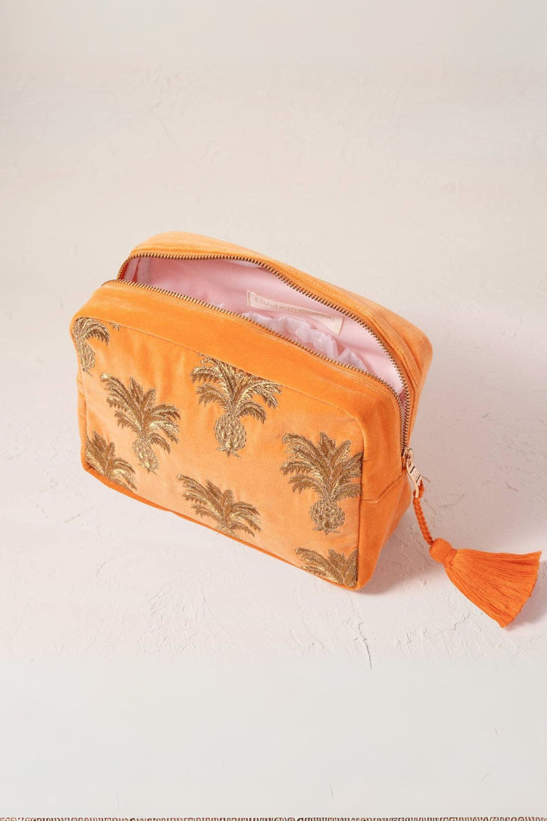 Elizabeth Scarlett Orange Pineapple Velvet Wash Bag