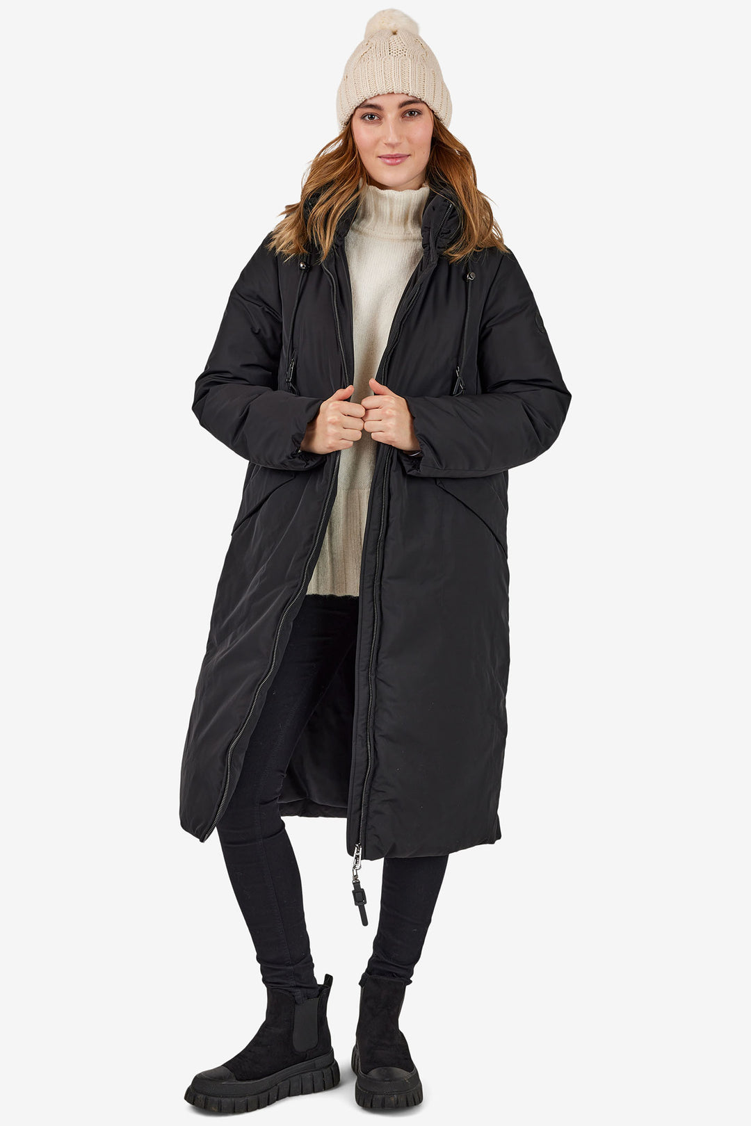 Frandsen 941 90 Black Padded Coat With Hood - Experience Boutique