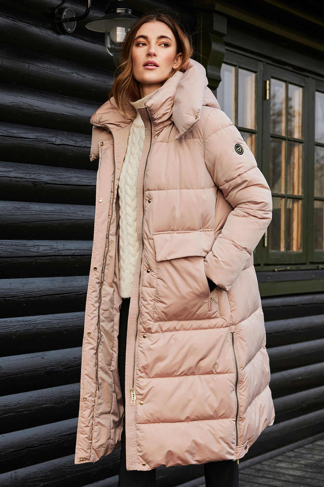 Frandsen 952 41 Dusky Pink Quilt Puffer Coat - Experience Boutique