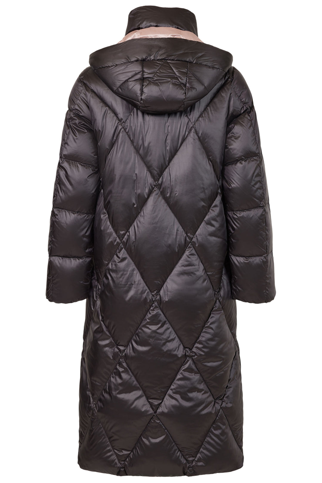 Frandsen 967 580 9041 Diamond Quilt Down Coat Black and Pale Rose - Experience Boutique