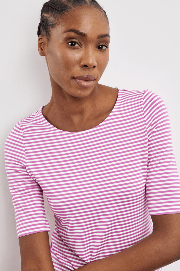 Gerry Weber 170230 Peony Pink Stripe T-Shirt - Experience Boutique 