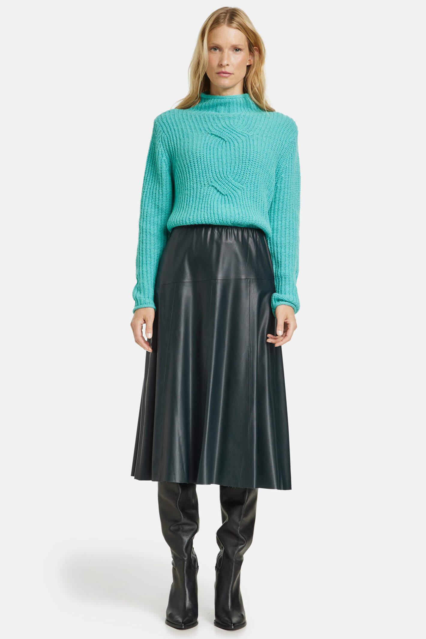 Gerry Weber 210020 Green Teal Faux Leather Skirt