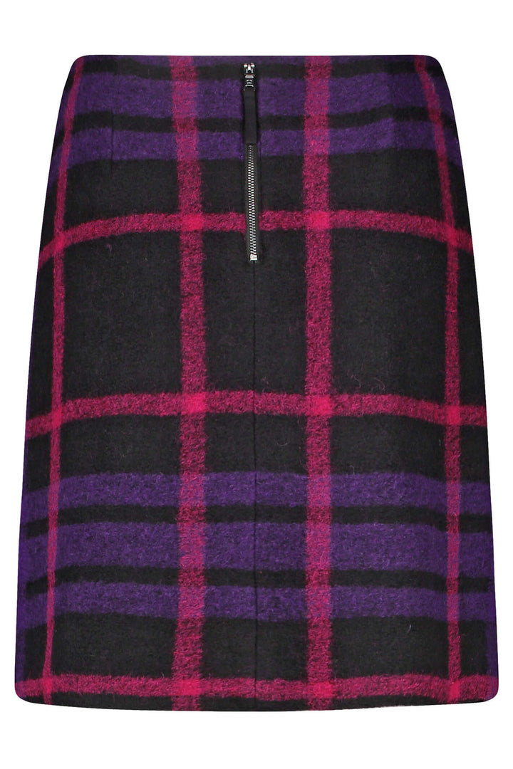 Gerry Weber 210026 Black Lilac & Pink Check Skirt - Experience Boutique