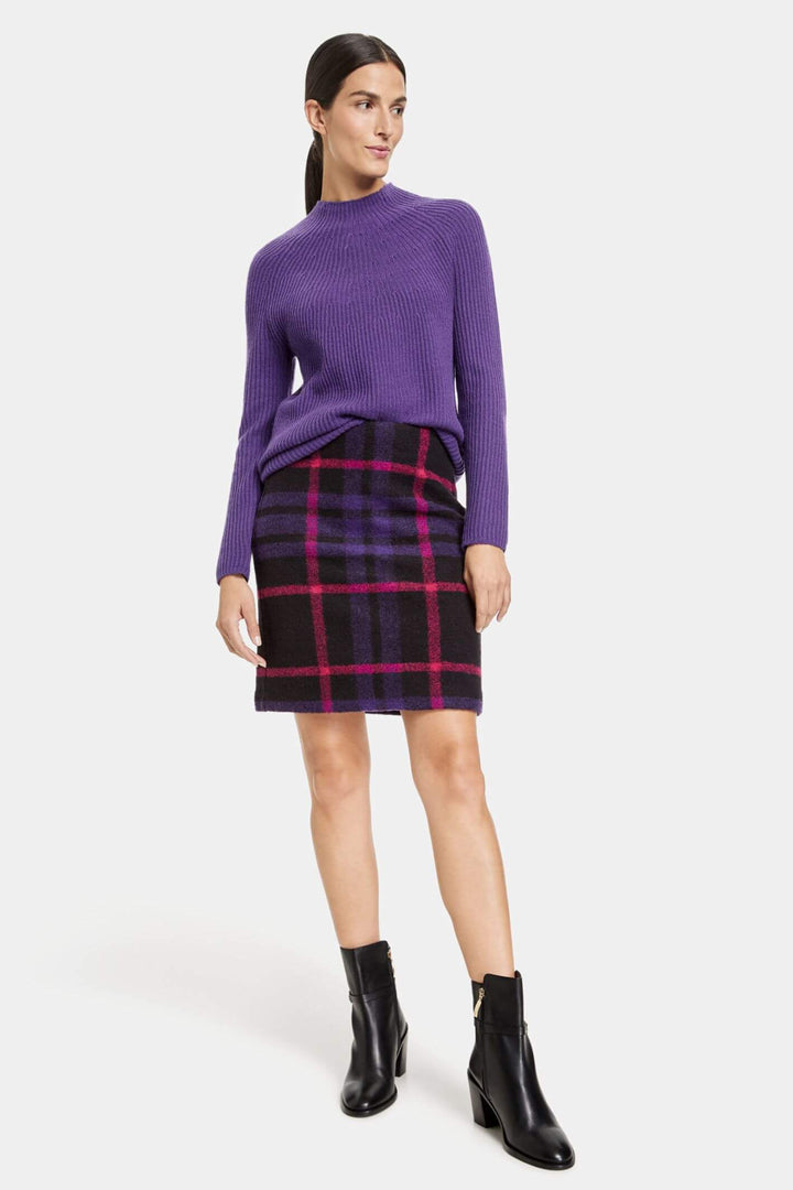 Gerry Weber 210026 Black Lilac & Pink Check Skirt