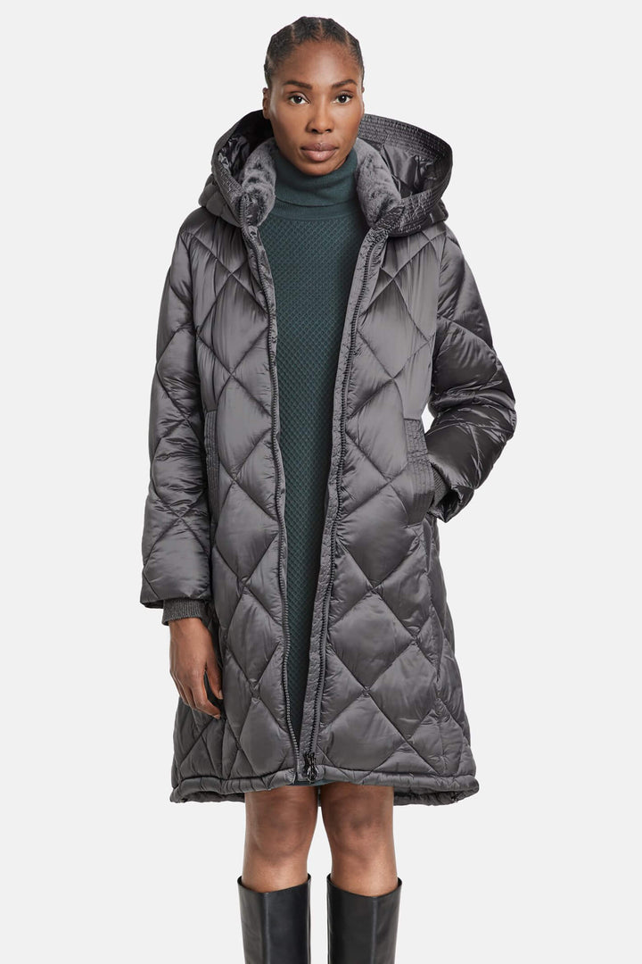 Gerry Weber 250240 Anthracite Diamond Quilt Padded Coat - Experience Boutique