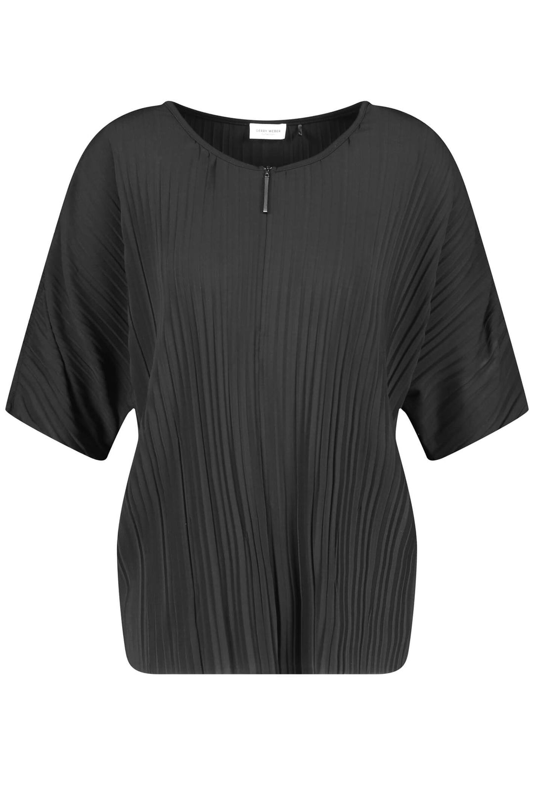 Gerry Weber 270202 Black Pleated Half Zip Top - Experience Boutique