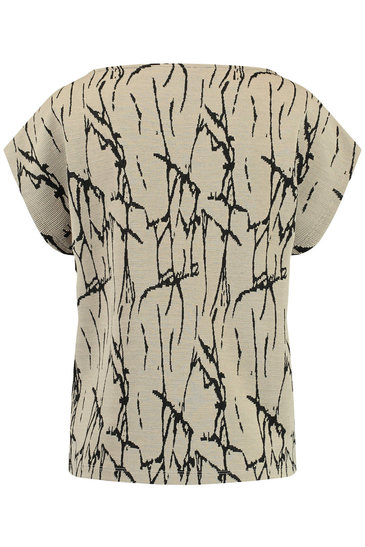 Gerry Weber 270209 Beige & Black Abstract Print Top - Experience Boutique