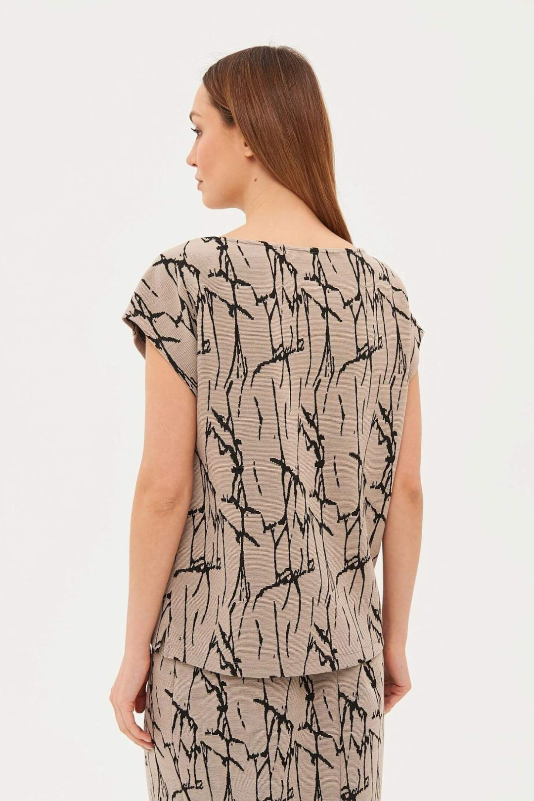 Gerry Weber 270209 Beige & Black Abstract Print Top