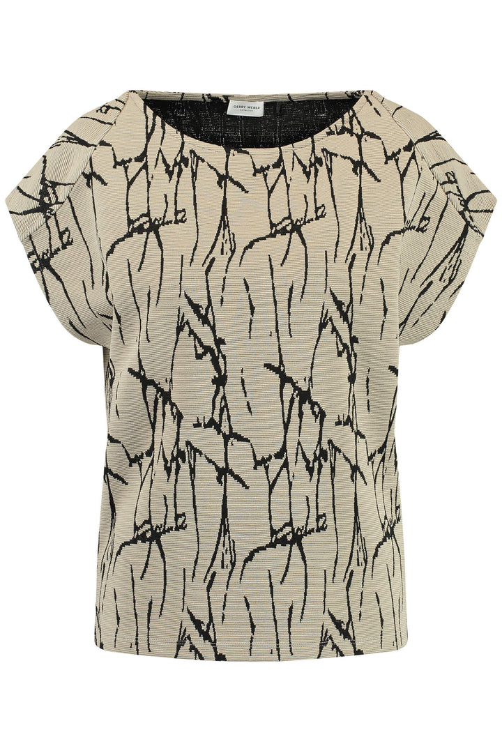 Gerry Weber 270209 Beige & Black Abstract Print Top - Experience Boutique