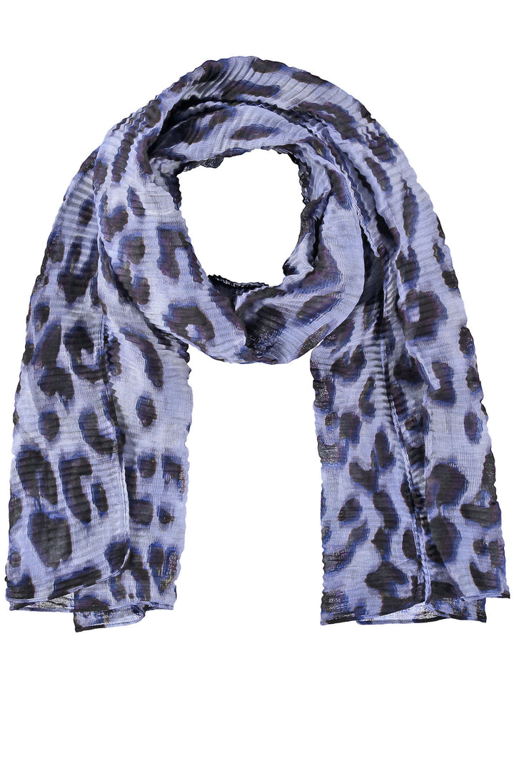 Gerry Weber 301004 Blue Leopard Print Pleated Scarf - Experience Boutique