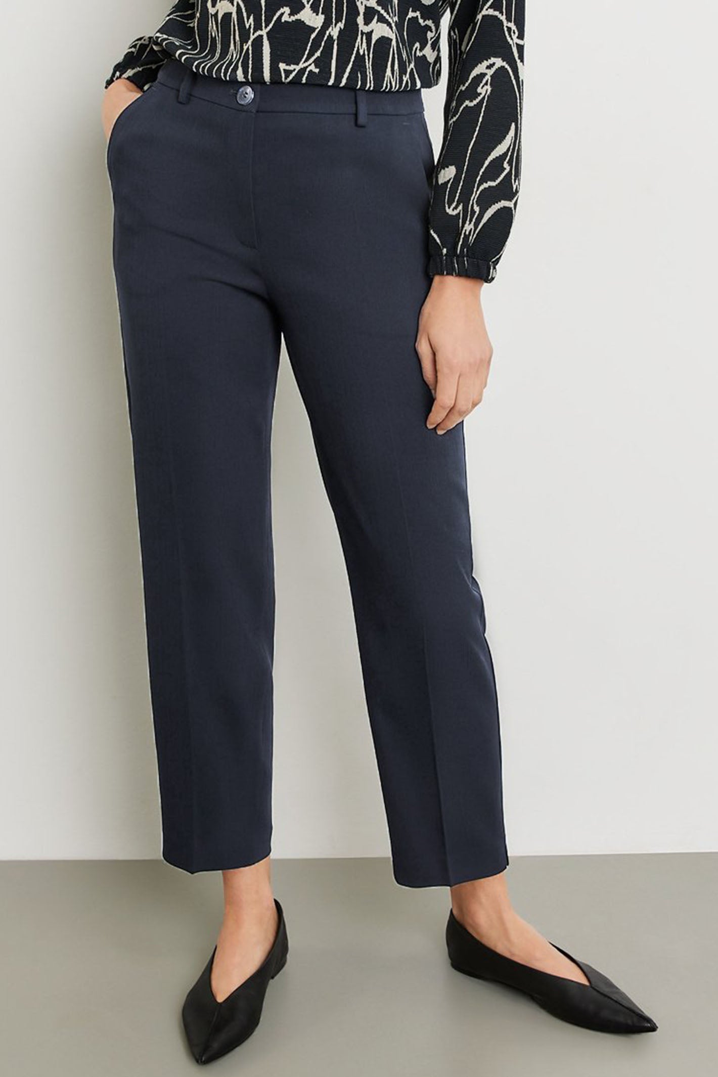 Halina Navy Crepe Flared Tailored Trousers | Sale | Collections |  L.K.Bennett, London