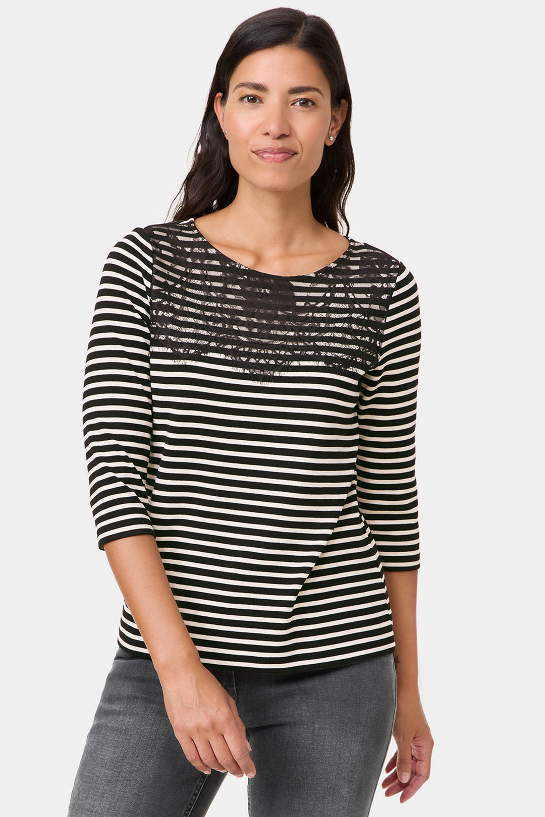 Gerry Weber 370051 Monochrome Stripe Jumper - Experience Boutique