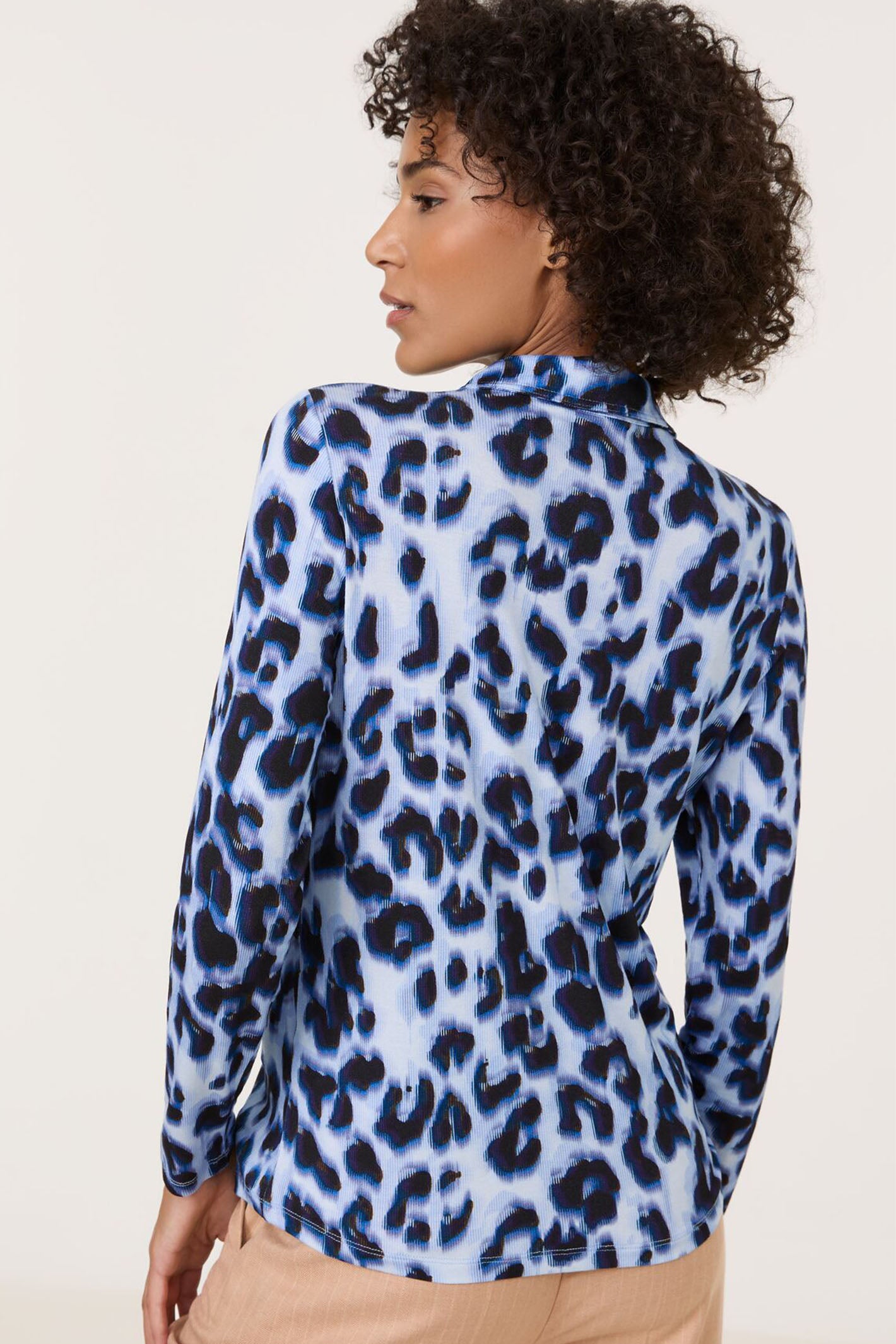 Gerry Weber 370099 Blue Leopard Print Shirt - Experience Boutique