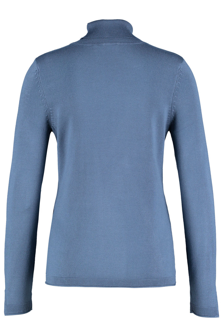 Gerry Weber 370540 Blue Steel Knitted Polo Neck Jumper - Experience Boutique