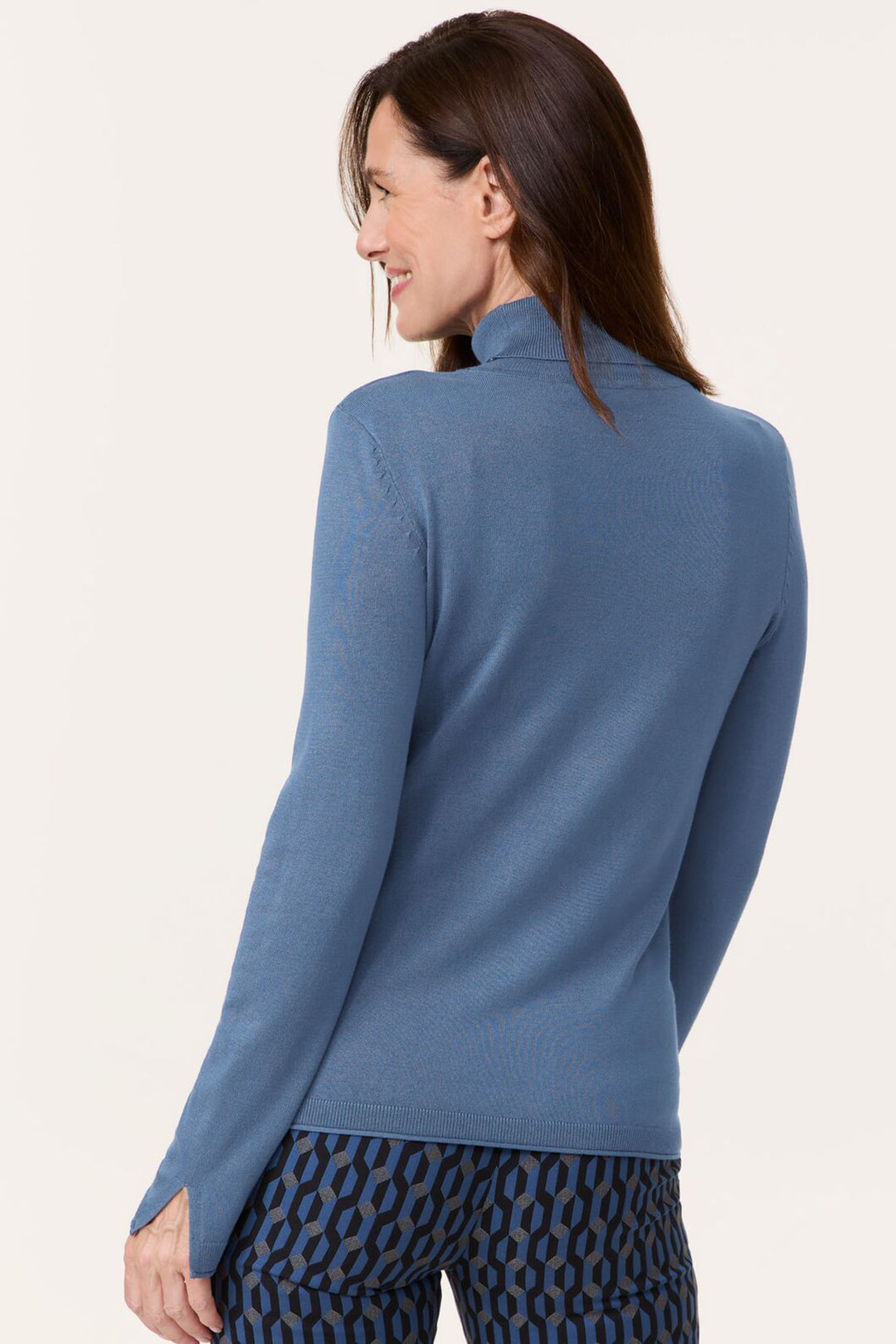 Gerry Weber 370540 Blue Steel Knitted Polo Neck Jumper - Experience Boutique