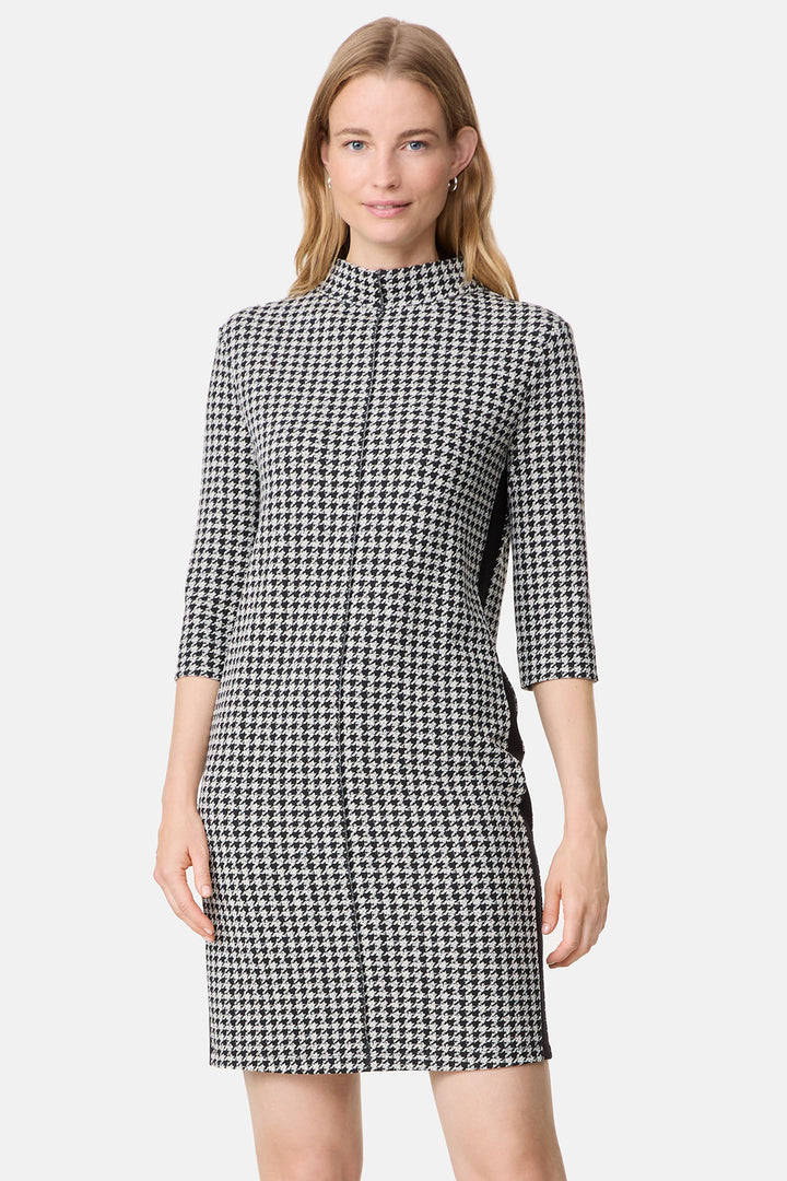 Gerry Weber 380016 Black & Taupe Houndstooth Dress - Experience Boutique