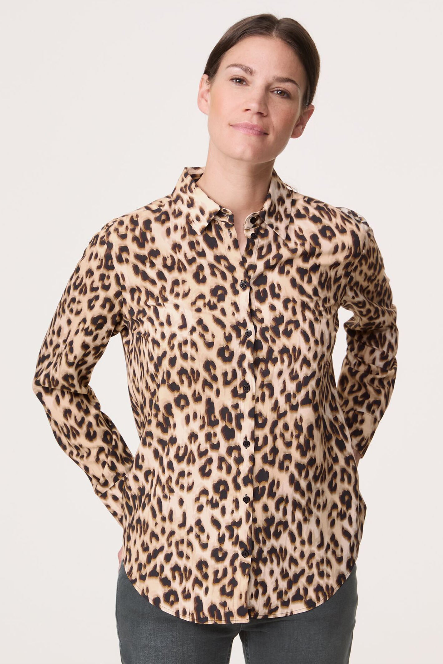 Gerry Weber 460003 Caramel Leopard Print Shirt - Experience Boutique