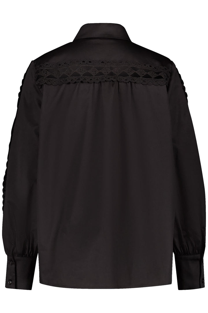 Gerry Weber 460010 Black Embroidered Sleeve Shirt - Experience Boutique