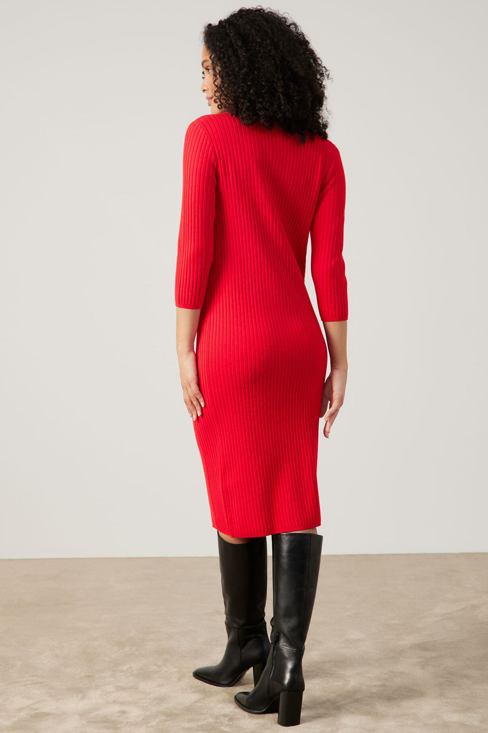 Gerry Weber 480048 Lipstick Red Ribbed Knit Dress - Experience Boutique