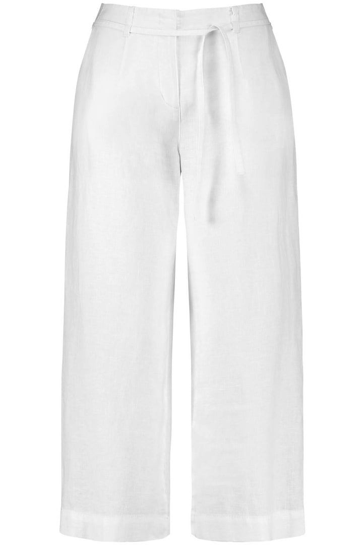 Gerry Weber 822061 White Linen Wide Leg Trousers - Experience Boutique