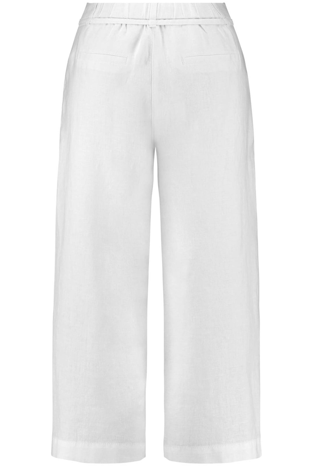 Gerry Weber 822061 White Linen Wide Leg Trousers - Experience Boutique