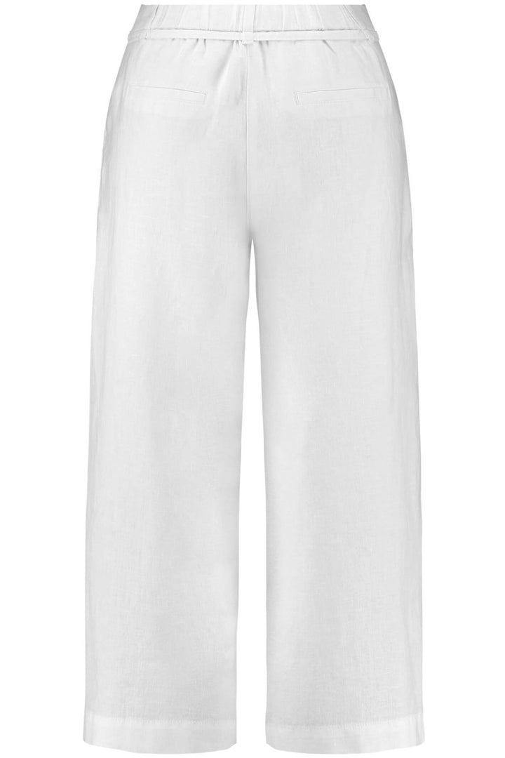 Gerry Weber 822061 White Linen Wide Leg Trousers - Experience Boutique