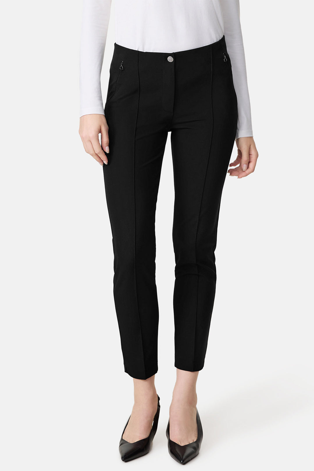 Gerry Weber 925069 Black Crease Front Trousers - Experience Boutique